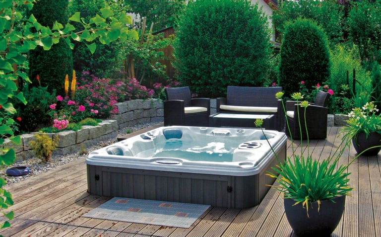 Backyard hot tub installation