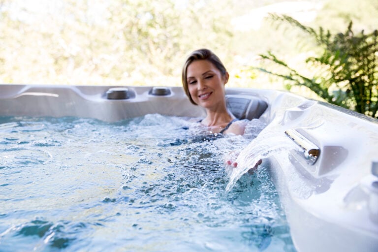 Woman soaking in her spa