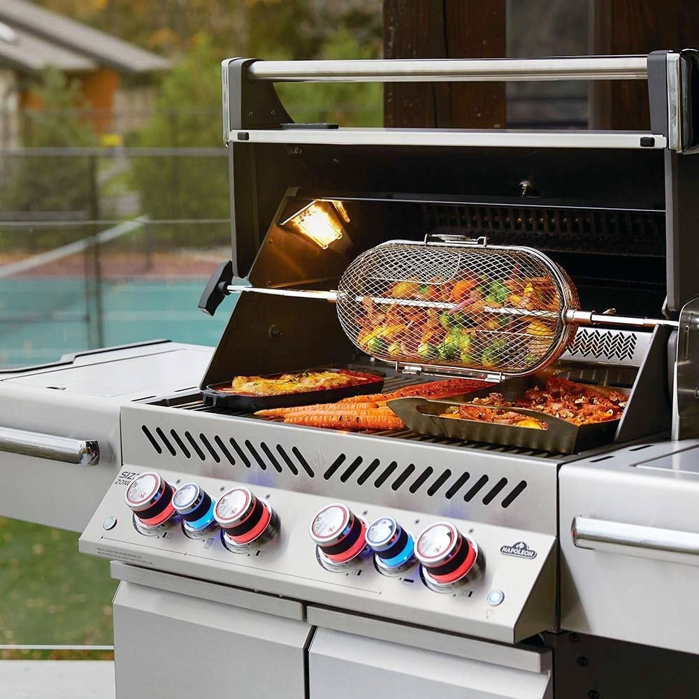 Backyard Kitchens - Imagine Backyard Living Napoleon Prestige PRO 500 4 Burner Gas Grill with Infrared Side Rotisserie Burners