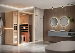 Jacuzzi infrared sauna in a bathroom